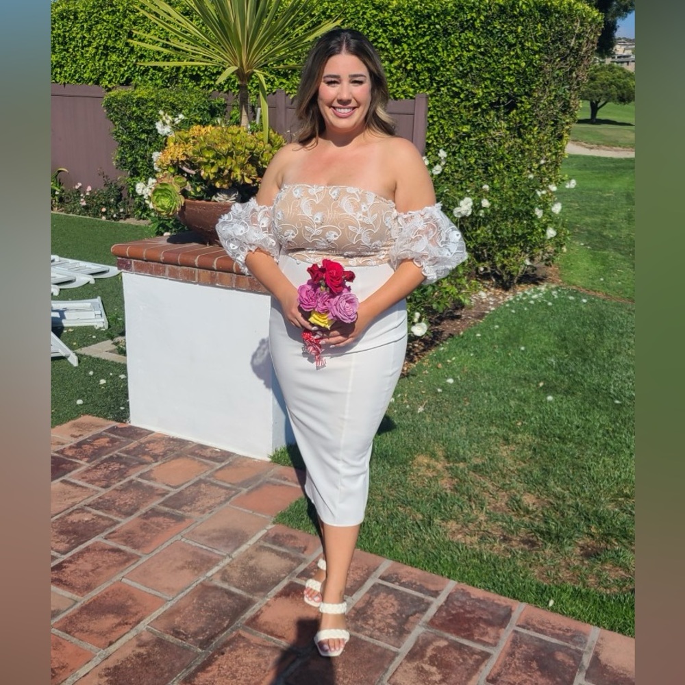 White Dress with Puff Sleeves